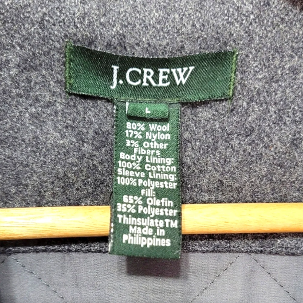 J.Crew wool Charcoal Grey Zip front quilted lined classic biker jacket